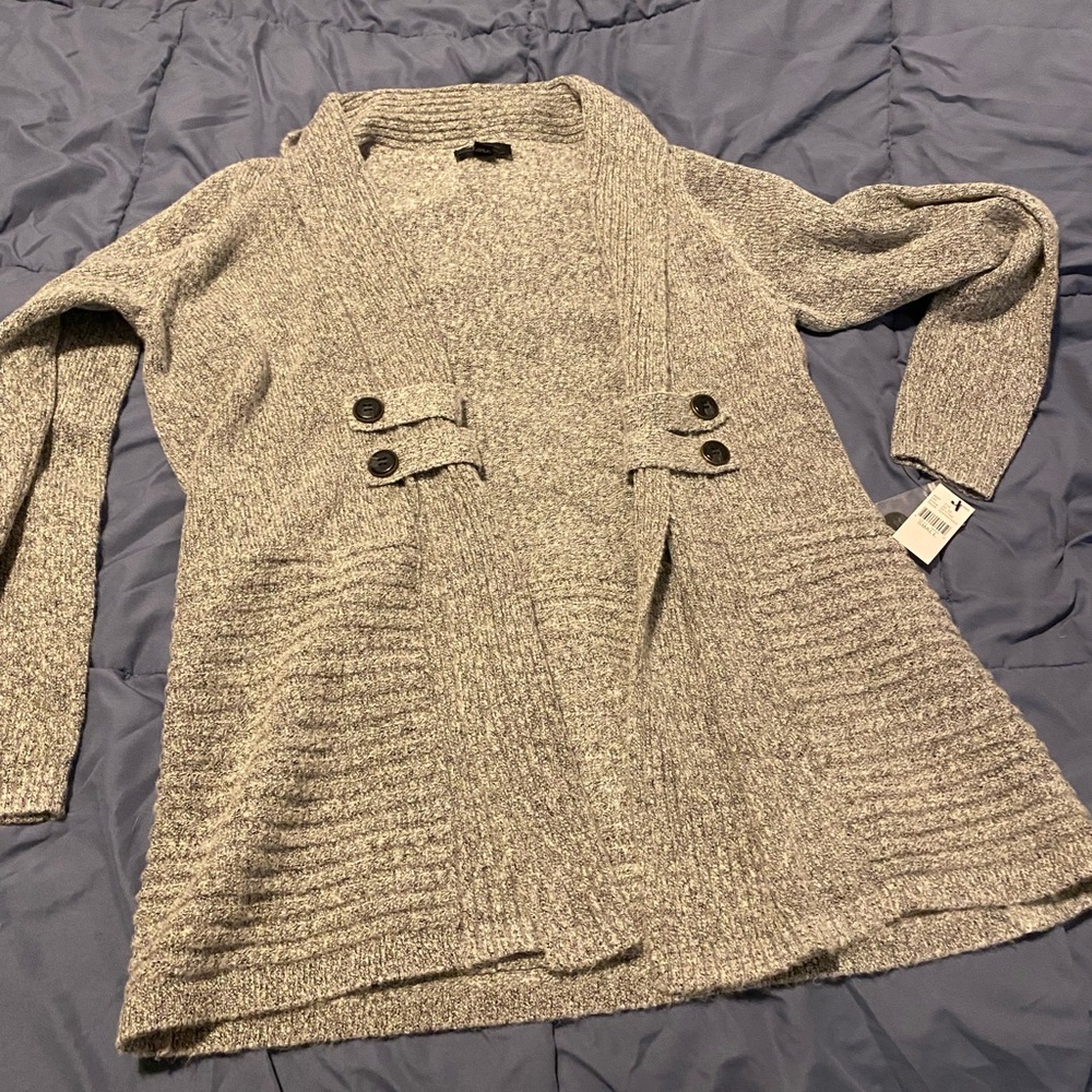 AB Studio Heather Gray Knit Cardigan